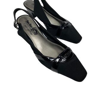 VINTAGE Coach and Four Sling Back Shoes, Black, Size 6